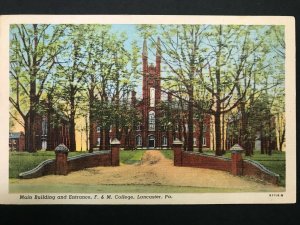 Vintage Postcard 1949 Main Bldg Franklin & Marshall College Lancaster PA