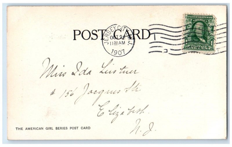 1907 Pretty Woman Big Hat Feather The Henry Hutt Girl Jersey City NJ