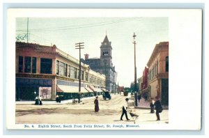 Eight Street South From Felix Street, St. Joseph Missouri MO Antique Postcard  