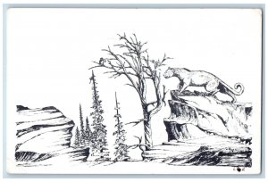 Wild West Art Cougar Postcard The Lone Packer Artist Scenes Along The Trail