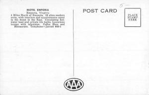 Emporia Virginia Motel Street View Vintage Postcard K86716