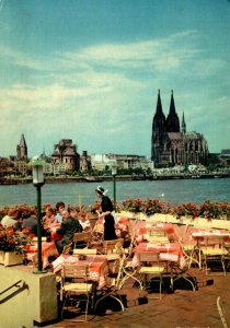 Germany Koeln Blick von der Suennerterrasse an der Rheinufer