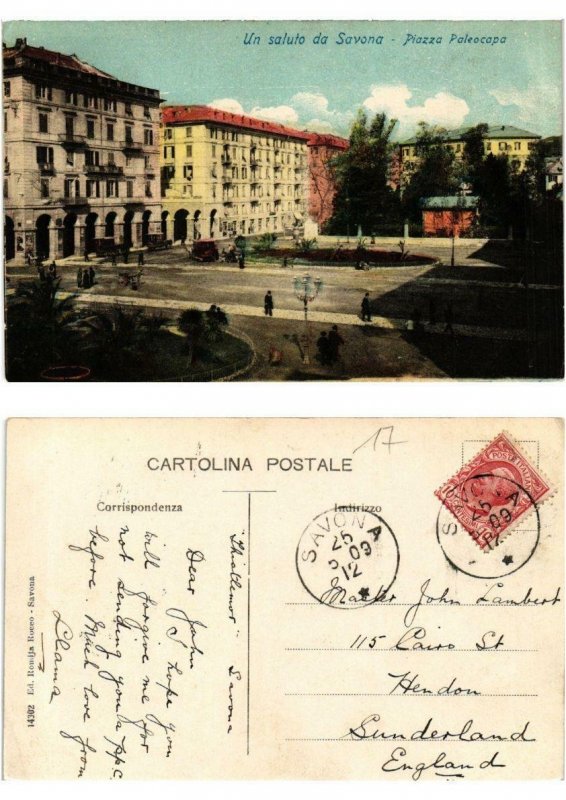 CPA AK Un Saluto da SAVONA Piazza Paleocapa ITALY (532350)