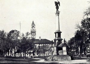 Vintage 1900's Photo Postcard Soldier Monument City Hall Worcester Massachusetts