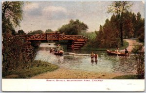 1911 Rustic Bridge Washington Park Chicago Illinois IL Trail Posted Postcard