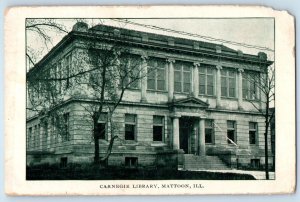 c1910 Mattoon Illinois IL Postcard Carnegie Library Exterior Building Unposted
