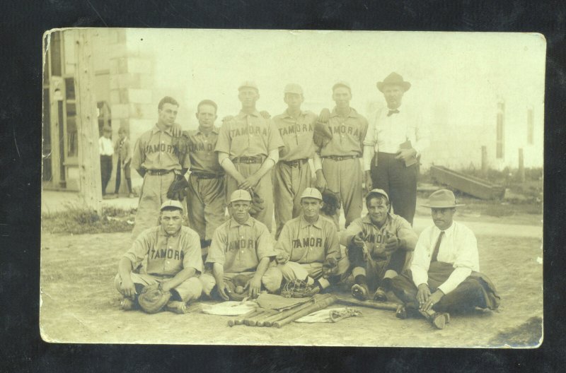 RPPC TAMORA NEBRASKA BASEBALL TEAM PLAYERS VINTAGE REAL PHOTO POSTCARD 1909