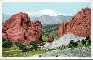 postcard Colorado,Pike's Peak from the Gateway, Garden of the Gods