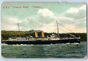 England Postcard R.M.S.  Princess Maud (Turbine) 1907 Antique Posted