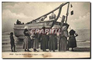 Postcard Old Fishing Types of fishermen before departure