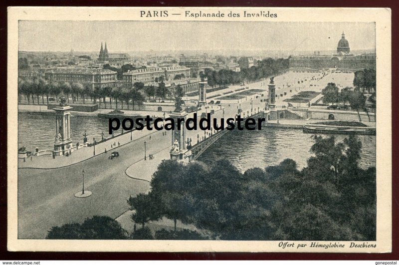 dc1485- FRANCE Paris 1910s Esplanade des Invalides Sirop de Deshiens ADVERTISING