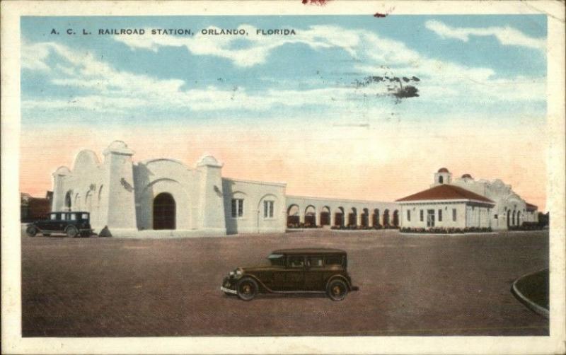 Orlando FL ACL RR Train Station c1920s Postcard