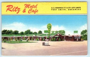 FORT SMITH, Arkansas AR ~ Roadside RITZ MOTEL & CAFE 1955 Linen Postcard