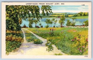 1950-60's GREETINGS FROM MT MOUNT AIRY MARYLAND MD VINTAGE LINEN POSTCARD 12756