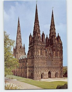 Postcard The West Front, Lichfield Cathedral, Lichfield, England