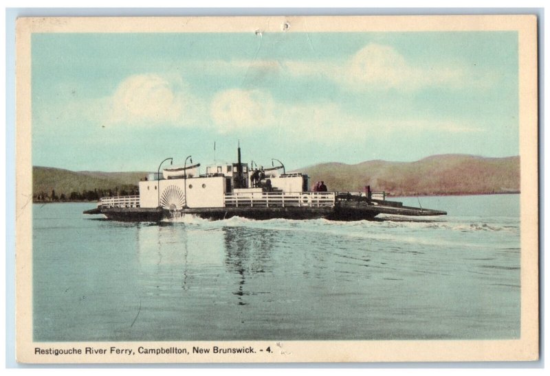 Campbellton New Brunswick Canada Postcard Restigouche River Ferry c1940's