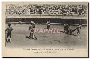 Old Postcard Bullfight bull Bullfight Toreo attracting the bull outside the b...