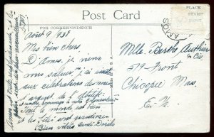 h5104 - AMOS Quebec Postcard 1938 Coin Nord- Lere Avenue Pharmacie Drug Store