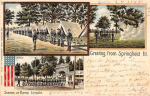 Springfield Illinois Greetings From Camp Lincoln antique pc Z19601