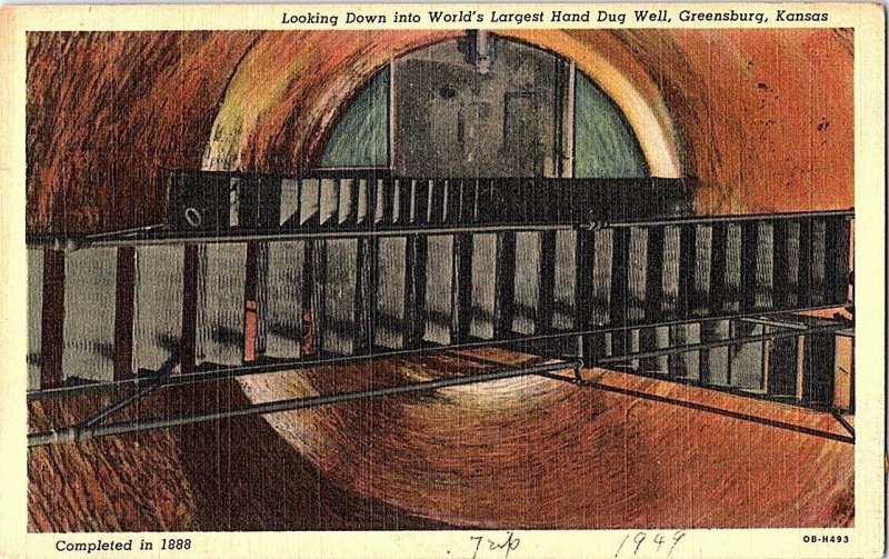 World's Largest Hand Dug Well Greensburg KS Vintage Postcard Standard View Card