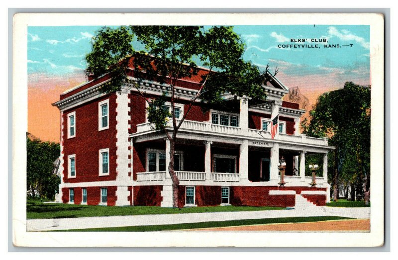 Elks Club Coffeyville Kansas Vintage Standard View Postcard 