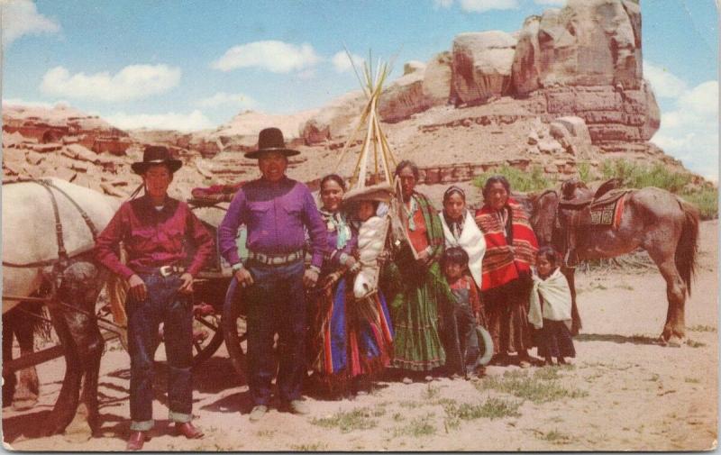 'Navajo Family On Reservation' St. Christopher's Mission Bluff UT Postcard D74