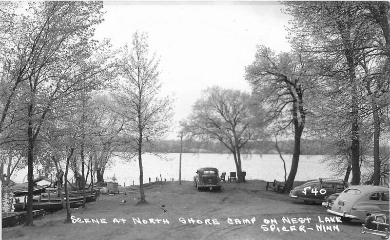 Autos North Shore Camp Nest Lake Spicer Minnesota RPPC Photo Postcard 10889