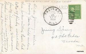 1950 Native American Indian Chief PALISADE MINNESOTA Postcard 849 RPPC