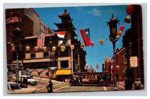 Vintage 1958 Postcard Cable Car Trolley Chinatown San Francisco California