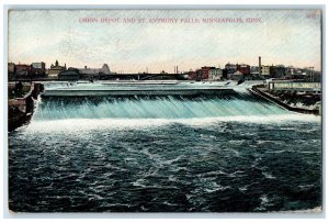 c1910s Union Depot And St. Anthony Falls Minneapolis Minnesota MN House Postcard