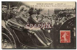 Old Postcard From Paris Longchamp Review July 14, 1910 Albert 1st King of Bel...