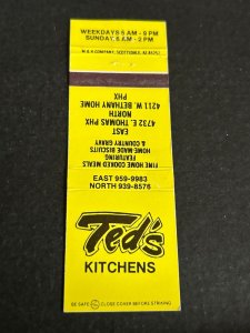 Vintage Matchbook Cover Ted's Kitchens Phoenix, Arizona MB185