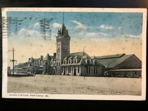 Vintage Postcard 1919 Union Station Portland Maine