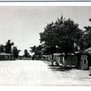 c1950s Mystery Skyline Motel RPPC Motor Lodge Stone Real Photo Postcard A101