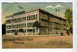 425987 ITALY PALERMO Excelsior Palace Hotel US Flag Vintage postcard