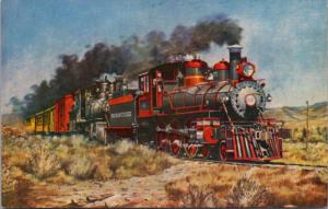 Virginia and Truckee Train Railway near Reno Nevada Howard Fong Art Postcard D40
