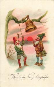 New Year luck 1930 fantasy elfs dwarfs bell Gluck Zwerge nains gnomi gnomes