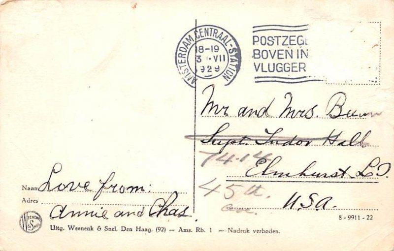 Koninklhk Paleis Amsterdam Holland 1929 Missing Stamp 
