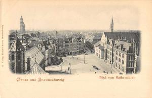 Braunschweig Germany Rathausturm Street Scene Antique Postcard K22660