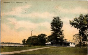 Postcard IN Madison County Anderson Country Club Flag Cancel 1910 S12