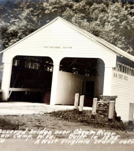 RPPC Covered Bridge West Virginia 1920s Cheat River US RT 50 Dawson Camp PCBG6E