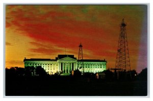 State Capitol and Oil Wells Sunset Oklahoma City OK UNP Chrome Postcard R24