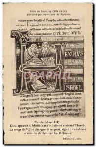 Old Postcard Municipal Library of Moulins Souvigny Bible Exodus God appears t...