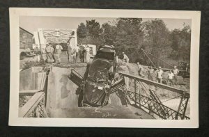 Mint Vintage Crashed Car on Collapsed Bridge Ohio Real Photo Postcard RPPC