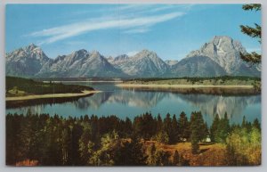 Jackson Lake Wyoming~Teton Range Reflected in Lake~Vintage Postcard