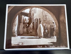 RPPC Tripoli Libya Postcard Narrow Street Zenghet Scialom Haggiag c.1938