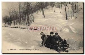 Old Postcard of Sports & # 39hiver Savoie Ski Downhill Bobsled