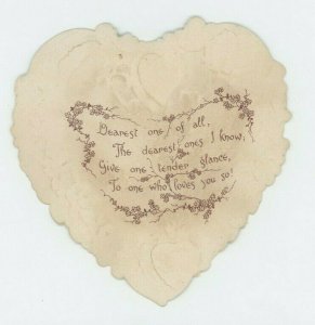 1880s Embossed Die-Cut Heart Valentine Card Poem Lovely Girl & Boy *A