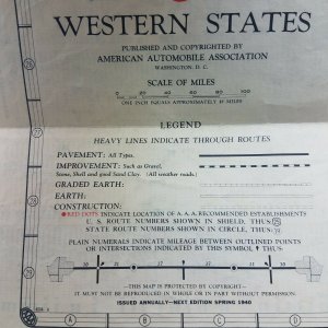 Lot of 3 1939 AAA Official Lithograph Road Maps: North Central, West & Northeast