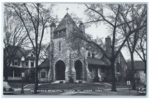 c1910's St. Marks Episcopal Church Fort Dodge Iowa IA Cars Antique Postcard